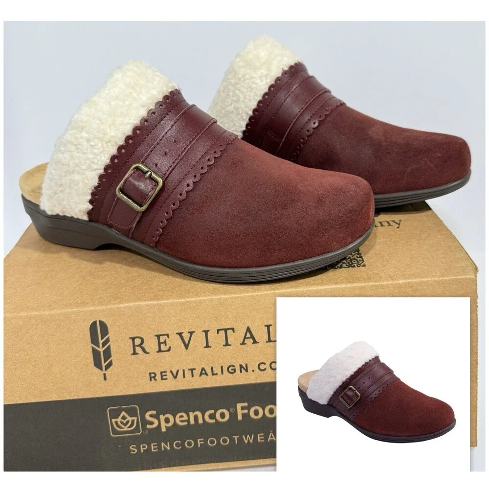 WACO Spenco Nottingham Clog Burgundy Slip-On Shoes Women’s Size 9.5 D NWB - Picture 2 of 16